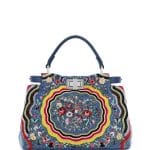 Fendi Blue/Yellow Micro Circle Embroidered Silk Peekaboo Mini Bag