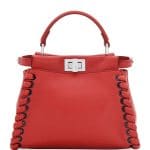 Fendi Dark Red Whipstitch Peekaboo Mini Bag