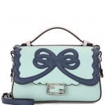 Fendi Light Green/Blue Bow Double Micro Baguette Bag