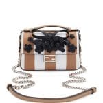 Fendi White/Black Striped Double Micro Baguette Bag