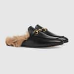 Gucci Black Princetown Fur Trimmed Leather Slipper