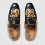 Gucci Black Princetown Tiger Embroidered Slipper