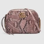 Gucci Light Pink Python GG Marmont Medium Camera Bag