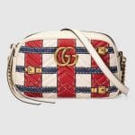 Gucci Red/White/Blue Trompe l'oeil Print GG Marmont Small Camera Bag