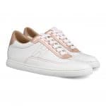 Hermes Blanc/Rose Swift Calfskin/Laminated Nappa Quicker Sneaker