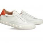 Hermes White/Orange Calfskin Quicker Sneaker
