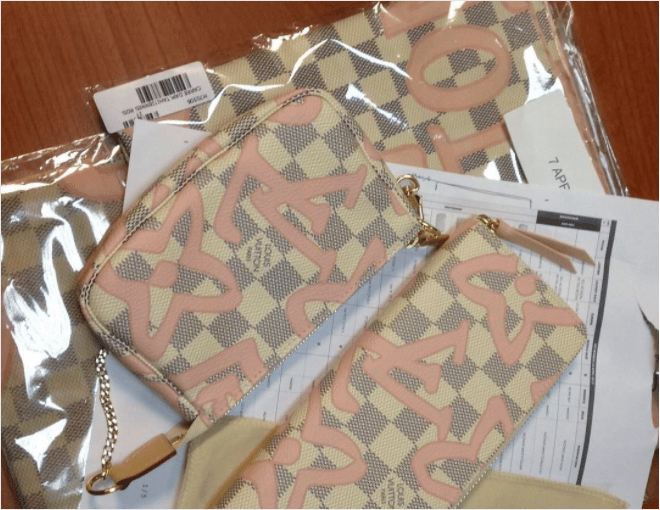 Louis Vuitton Tahitienne Damier Azur Clemence Wallet Pink