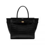 Mulberry Black Deep Embossed Croc Print Zipped Bayswater Bag