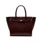 Mulberry Oxblood Deep Embossed Croc Print Zipped Bayswater Bag