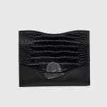 Proenza Schouler Black Leather/Embossed Crocodile Medium Curl Clutch Bag