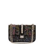 Valentino Black Beaded Medium Lock Flap Bag