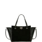 Valentino Black Suede/Leather Rockstud Medium Tote Bag