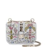 Valentino Blue Beaded Small Lock Flap Bag