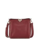 Valentino Burgundy Rockstud Small Flip-Lock Messenger Bag