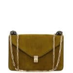 Valentino Olive Suede Panther Large Shoulder Bag