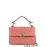 Valentino Pink Suede Rockstud Spike Medium Flap Bag