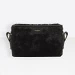 Balenciaga Black Bazar Shearling Strap Clutch Bag