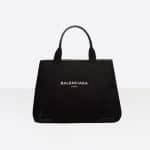 Balenciaga Black/White Denim Navy Cabas M Bag