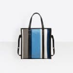 Balenciaga Blue/Grey Stripes Bazar Shopper S Bag