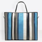 Balenciaga Blue/Grey Stripes Bazar Shopper XL Bag