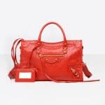 Balenciaga Rouge Groseille Classic Gold City S Bag