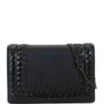 Bottega Veneta Black Leather with Snakeskin Trim Shoulder Bag