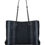 Bottega Veneta Black Woven Double Chain Tote Bag