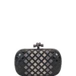 Bottega Veneta Light Grey Snakeskin Knot Clutch Bag