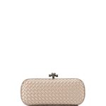 Bottega Veneta Mink Satin Stretch Knot Clutch Bag