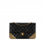 Chanel Black Calfskin with Gold-Tone Metal Medium Flap Bag