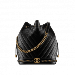 Chanel Black Lambskin Drawstring Bag
