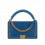 Chanel Blue Calfskin Boy Chanel Handle New Medium Flap Bag
