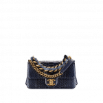 Chanel Blue/Black Python/Lambskin Mini Flap Bag