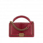 Chanel Burgundy Python Boy Chanel Handle Old Medium Flap Bag