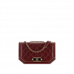 Chanel Burgundy/Black Lambskin/Metallic Calfskin Flap Bag