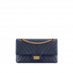 Chanel Navy Blue Chevron 2.55 Reissue Size 225 Bag
