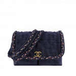 Chanel Navy Blue Velvet/Wool/Calfskin Parisian Stroll Messenger Bag