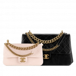 Chanel Pink and Black Calfskin/Iridescent Calfskin Small and Large Flap Bags