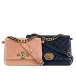 Chanel Pink and Navy Blue Lambskin Flap Bags