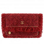 Chanel Red/Fuchsia/Black Tweed Clutch Bag