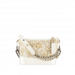 Chanel White/Gold Embroidered Tweed/Calfskin Gabrielle Small Hobo Bag