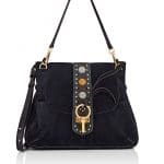 Chloe Blue Embellished Suede Lexa Medium Bag