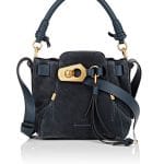 Chloe Blue Suede Owen Small Bucket Bag