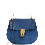 Chloe Blue Suede/Leather Drew Mini Saddle Bag