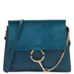 Chloe Blue Suede/Leather Faye Medium Shoulder Bag