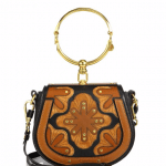 Chloe Caramel/Black Flower Patchwork Nile Small Bracelet Crossbody Bag
