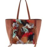 Chloe Tan Tapestry Woven Milo Medium Tote Bag