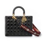 Dior Black Crinkled Calfskin Large Lady Dior Supple Bag