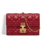 Dior Red Dioraddict Wallet on Chain Clutch Bag