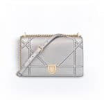 Dior Silver-Tone Metallic Diorama Bag